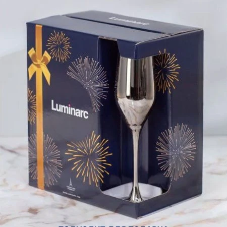 Бокалы для шампанского набор 6шт 160мл стекло СИЯЮЩИЙ ГРАФИТ (4)