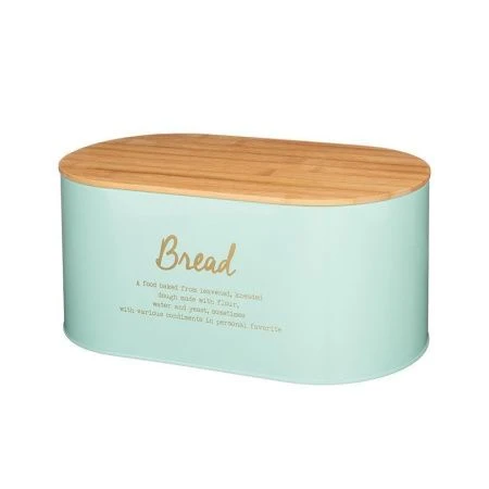 яяяХлебница окрашенная нерж.сталь 34*18*15см бамбук.крышкой-доской (4)