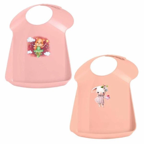 Нагрудник детский 340*240*65мм пластик розовый/светло-розовый (20)