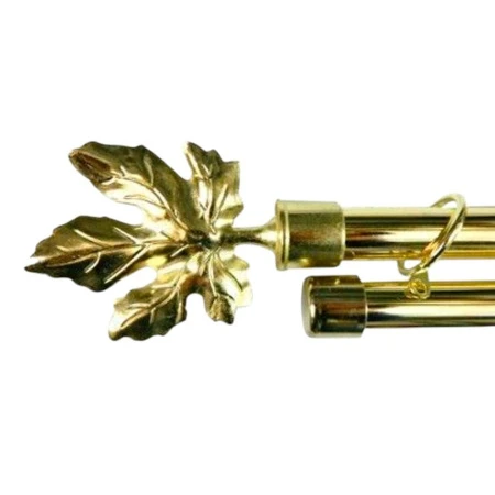 Карниз для штор двойной металл 0,75-1,2м Листок Клёна, d2см золото JC-1500 (12)