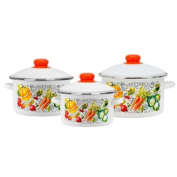 Набор посуды 3пр 2/3/4л эмаль ГРЯДКА белый цилиндрический 2-3233/4(1) Набор посуды 3пр 2/3/4л эмаль ГРЯДКА белый цилиндрический 2-3233/4(1)