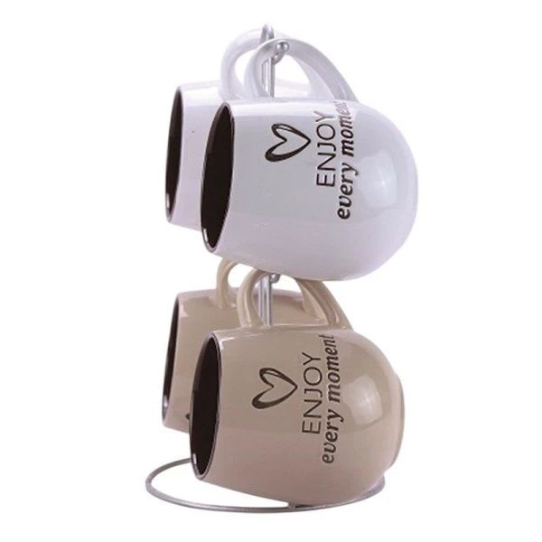 Набор кружек 4пр 380мл керамика на мет.подставке (6)