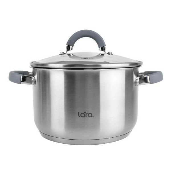 Кастрюля 2,9л h11,5см нерж.сталь КАЛИПСО стекл.крышка с силикон.обод. 18см капс.индукц.дно LR02-273