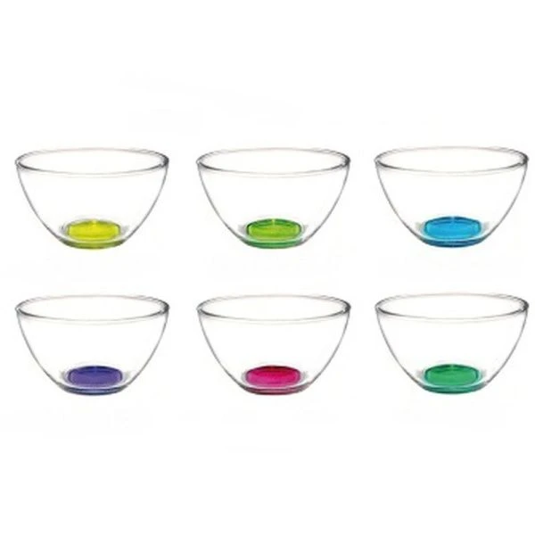 Салатник 16см 800мл стекло ЛАК МИКС гладкий средний  (18)