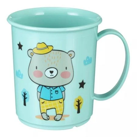 Кружка детская 180мл пластик с декором зеленая (18)