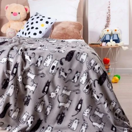 Плед 150*200 флис London Cats Grey