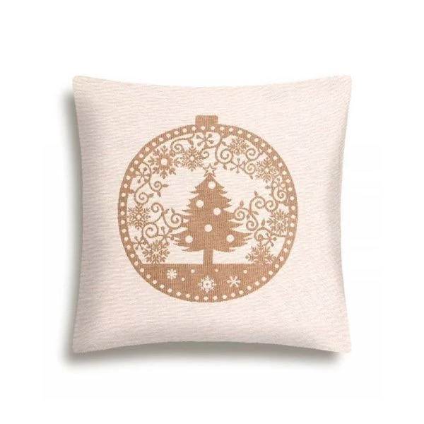 Наволочка декоративная новогодняя 45*45см гобелен НИДЕРЛАНДЫ бежевый фон Елка