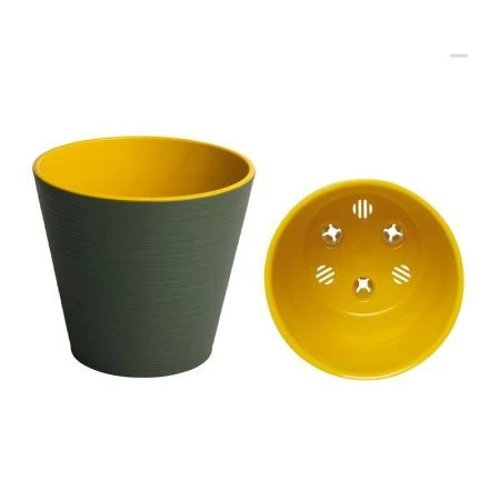 Горшок цветочный 2,3л 17см пластик КОНУС с вкладкой нефрит (12)