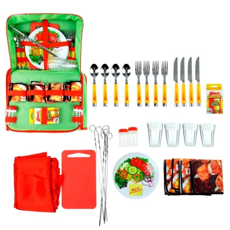 Набор для пикника на 4 персоны ШАШЛЫК.ВОТ ЧТО Я ЛЮБЛЮ! (35пр) 32*26*10см 1018585