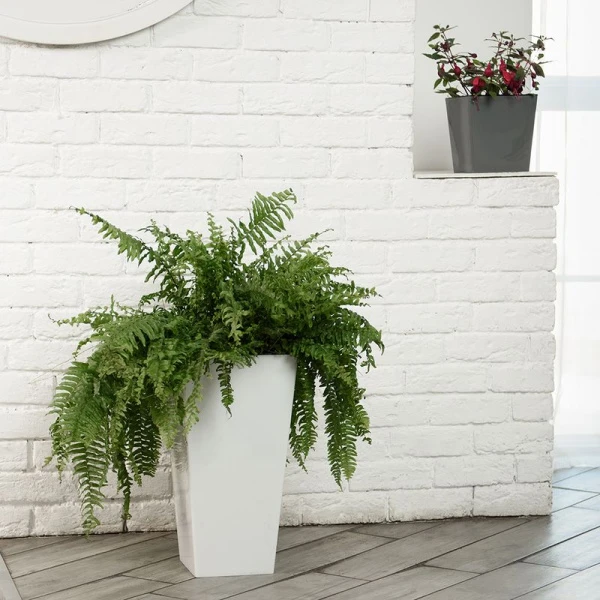 Горшок для цветов 19,4л 250*250*470мм пластик London Cube белоснежный жасмин c дренажной вставкой