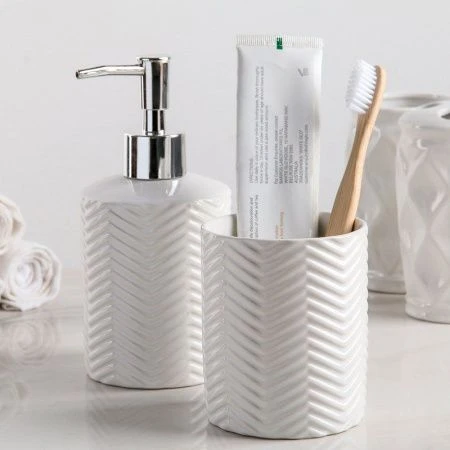 Набор для ванной "Минимал", 2 предмета (дозатор для мыла, стакан), цвет белый   4439046