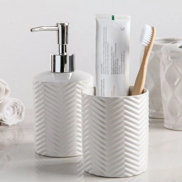 Набор для ванной "Минимал", 2 предмета (дозатор для мыла, стакан), цвет белый   4439046