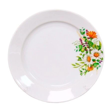 Тарелка глубокая 20см фарфор ЛУГОВЫЕ РОМАШКИ гладкий край (24)