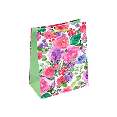 Пакет бумажный 40*55*24см вертикальный Акварель из роз (12/72)