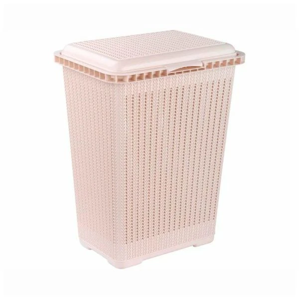 Корзина для белья 25л 370*270*470мм пластик ВЯЗАНОЕ ПЛЕТЕНИЕ бежевая (6)
