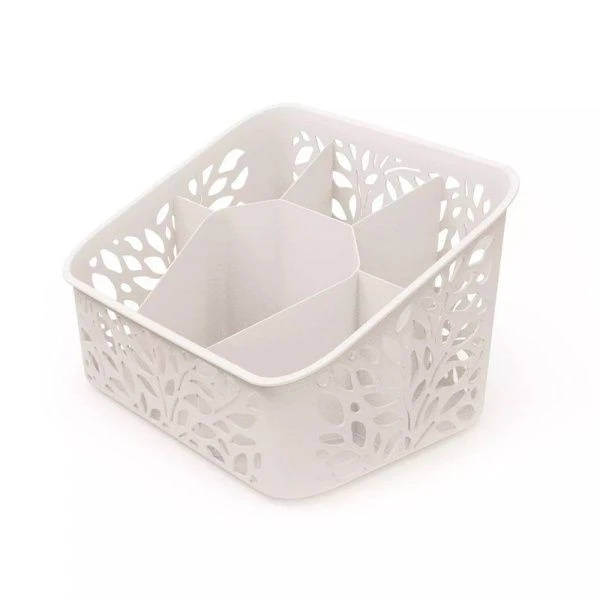 Органайзер настольный 19*14,7*12,2см пластик Leaves (молочный) (24)