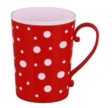 Кружка 350мл пластик ГОРОШЕК бело-красная (30)