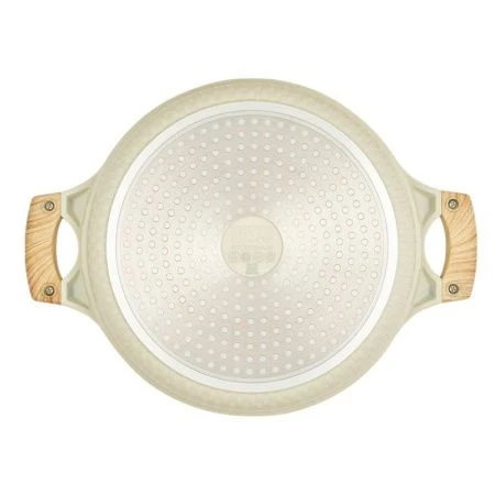 Сотейник 4,1л h7,9см алюминий АП RAN со стекл.крышкой и силик.ободком 28см индукция бежевый (6)