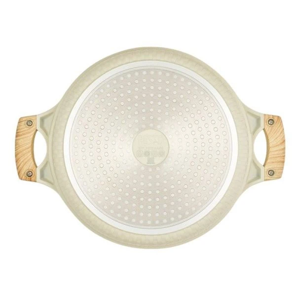 Сотейник 4,1л h7,9см алюминий АП RAN со стекл.крышкой и силик.ободком 28см индукция бежевый (6)