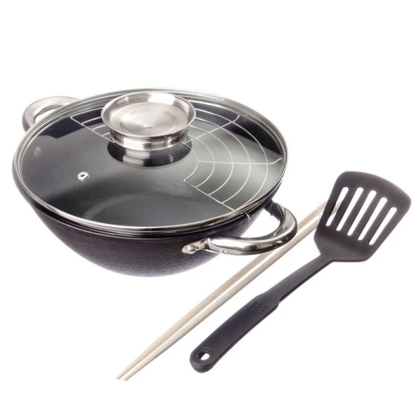 Казан 3л чугун SATOSHI АП нерж.ручка стекл.крышка 26см (4)