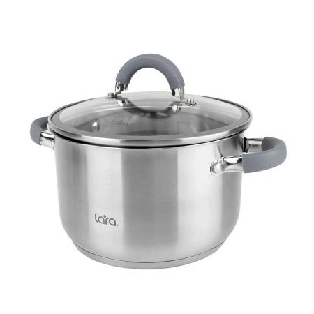 Кастрюля 2,1л h10,5см нерж.сталь КАЛИПСО стекл.крышка с силикон.обод. 16см капс.индукц.дно LR02-272