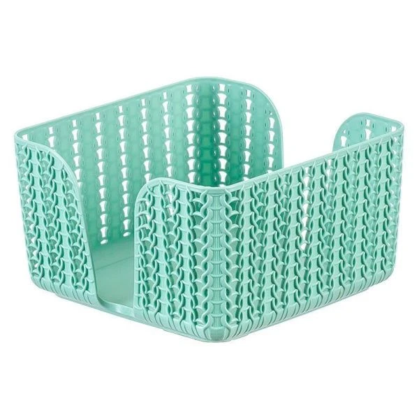 Салфетница 8,5*14*14см пластик ВЯЗАНИЕ Фисташковая (16)