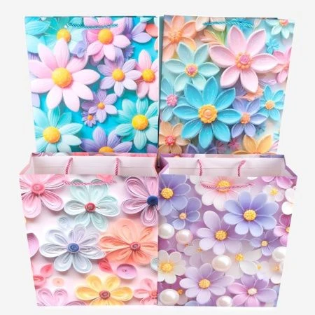 Пакет бумажный 26*32*10см Цветы микс SM1870M (12)
