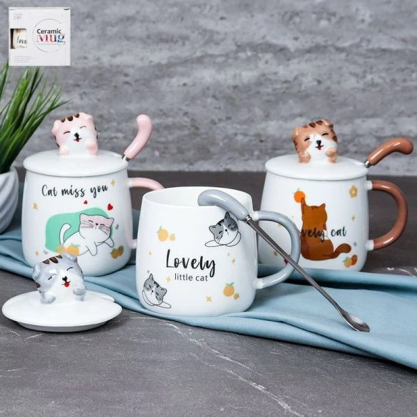 Кружка 420мл керамика с ложкой CY454 (60)