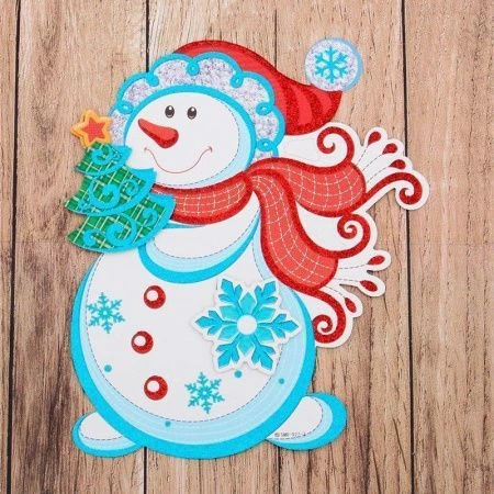 Оформительский плакат на скотче Чудесный снеговик 25 см глиттер НУ-0831