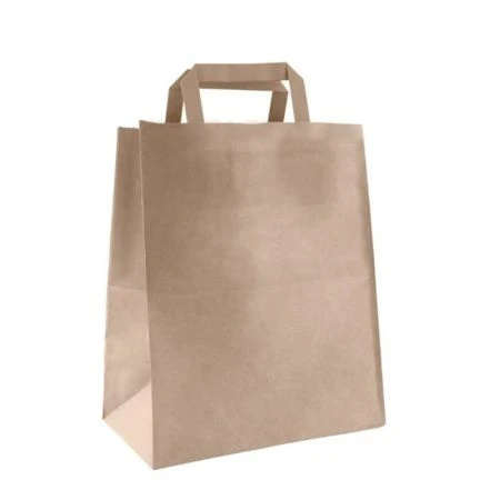 Пакет бумажный с плоскими ручками 24*28*14см крафт (300) Пакет бумажный с плоскими ручками 24*28*14см крафт (300)