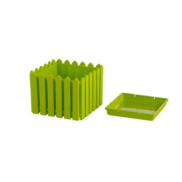 Кашпо 28,5*28,5*22,5см пластик ЛАРДО квадратное среднее светло-салатовое (4)