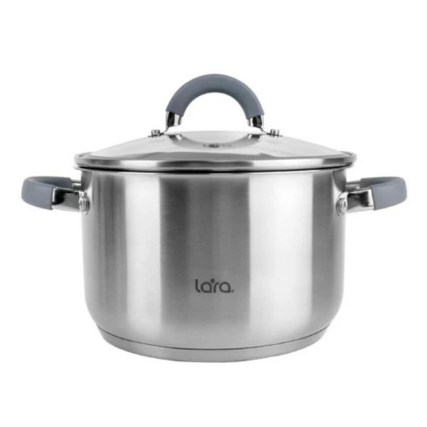 Кастрюля 8,2л h15,5см нерж.сталь КАЛИПСО стекл.крышка с силикон.обод. 26см капс.индукц.дно LR02-277