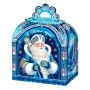 Коробка новогодняя картонная 16*10*19см 1,0 кг Сокровища Деда Мороза с тиснением (200)