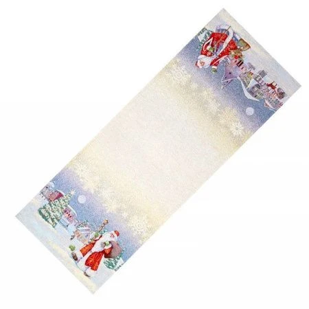 Салфетка новогодняя 40*100см гобелен МОРОЗКО бежевый фон серебряный люрекс