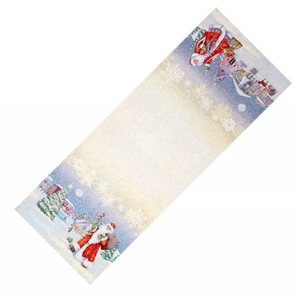 Салфетка новогодняя 40*100см гобелен МОРОЗКО бежевый фон серебряный люрекс