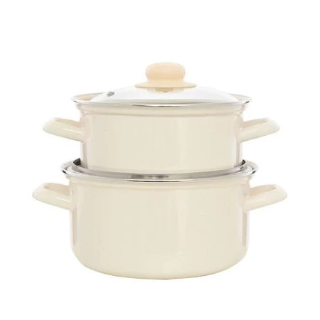 Набор кастрюль 2пр 2/3л эмаль ЖЕМЧУЖНАЯ цилиндрический (1)