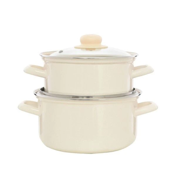 Набор кастрюль 2пр 2/3л эмаль ЖЕМЧУЖНАЯ цилиндрический (1)