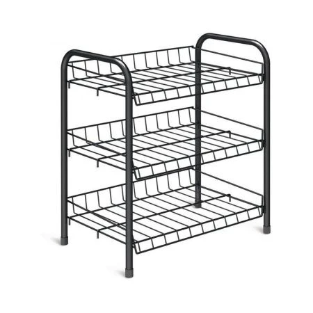 Полка для обуви 3 секции 460*280*520мм металл черный матовый ЭТ4 (1)
