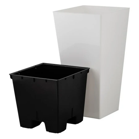 Горшок для цветов 19,4л 250*250*470мм пластик London Cube белоснежный жасмин c дренажной вставкой