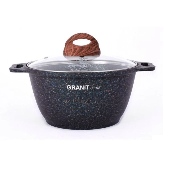 Кастрюля 2л алюминий АП GRANIT ULTRA Blue со стекл.крышкой 20см (3)