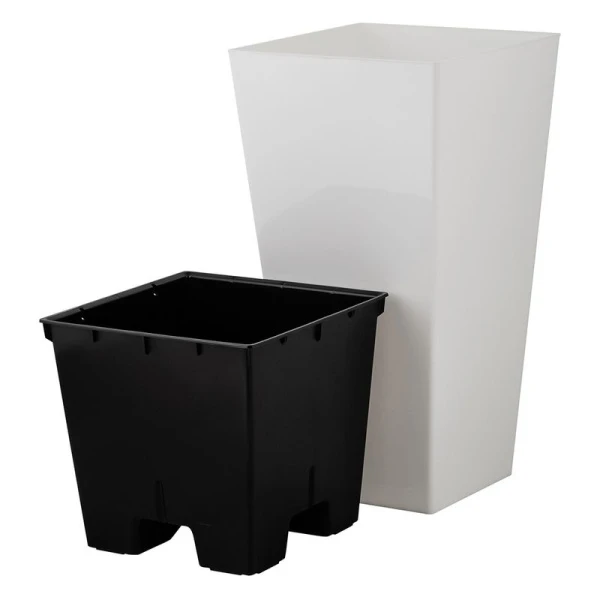 Горшок для цветов 19,4л 250*250*470мм пластик London Cube белоснежный жасмин c дренажной вставкой