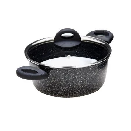 Кастрюля 2,6л алюминий АП мраморная крошка со стекл.крышкой 20см MB25078 (6)