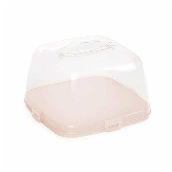 Подставка для торта 28,5*17,5см пластик светло-бежевая с защелками (3)