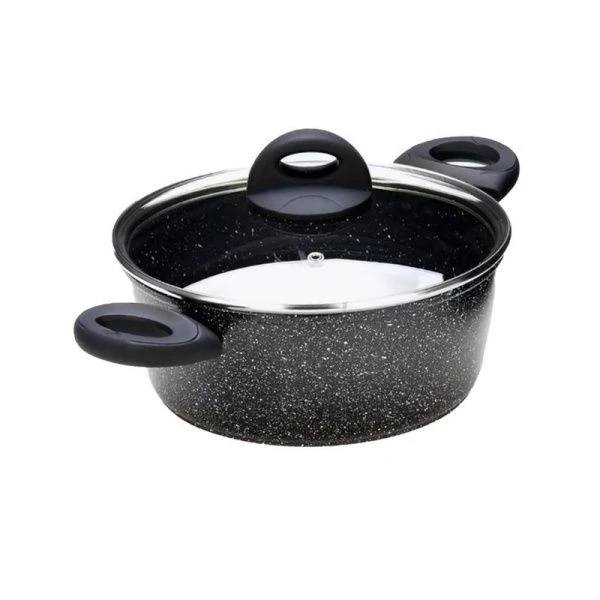 Кастрюля 2,6л алюминий АП мраморная крошка со стекл.крышкой 20см MB25078 (6)