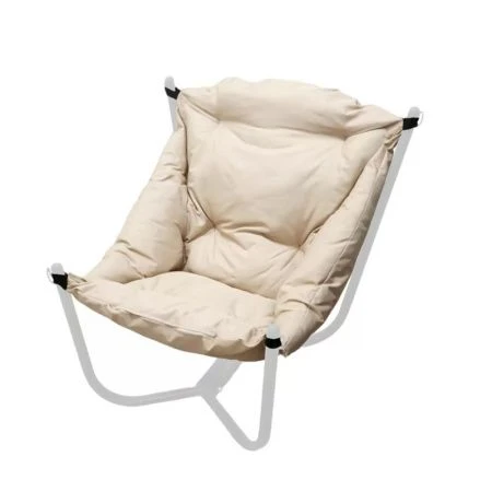 Кресло ЧИЛ металл белый, бежевая подушка 72*85*80см