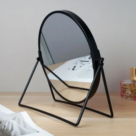 Зеркало настольное круглое двустороннее 19,5*1,3*18см пластик 1047 (48)