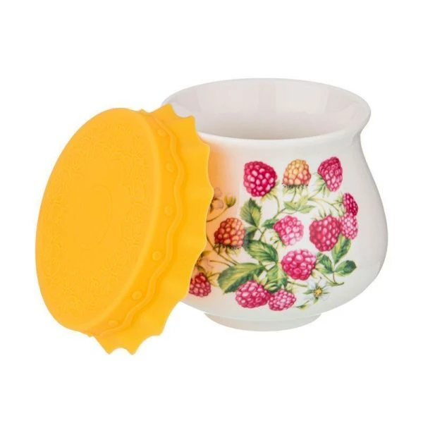 Банка для варенья 300мл фарфор МАЛИНА с силиконовой крышкой (36)