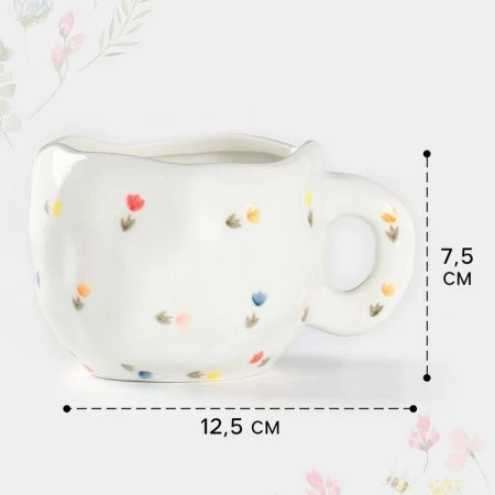 Чайный набор 2пр керамика ЦВЕТОЧНОЕ УТРО на 1 персону 320мл ручная роспись (48)