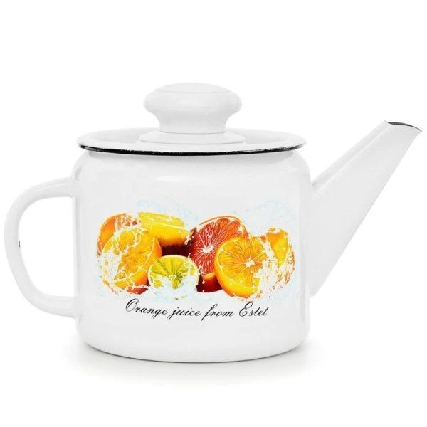Чайник заварочный 1л эмаль ЦИТРУСОВЫЙ ФРЕШ (8)