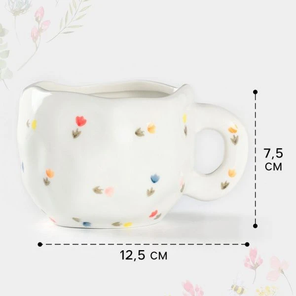 Чайный набор 2пр керамика ЦВЕТОЧНОЕ УТРО на 1 персону 320мл ручная роспись (48)